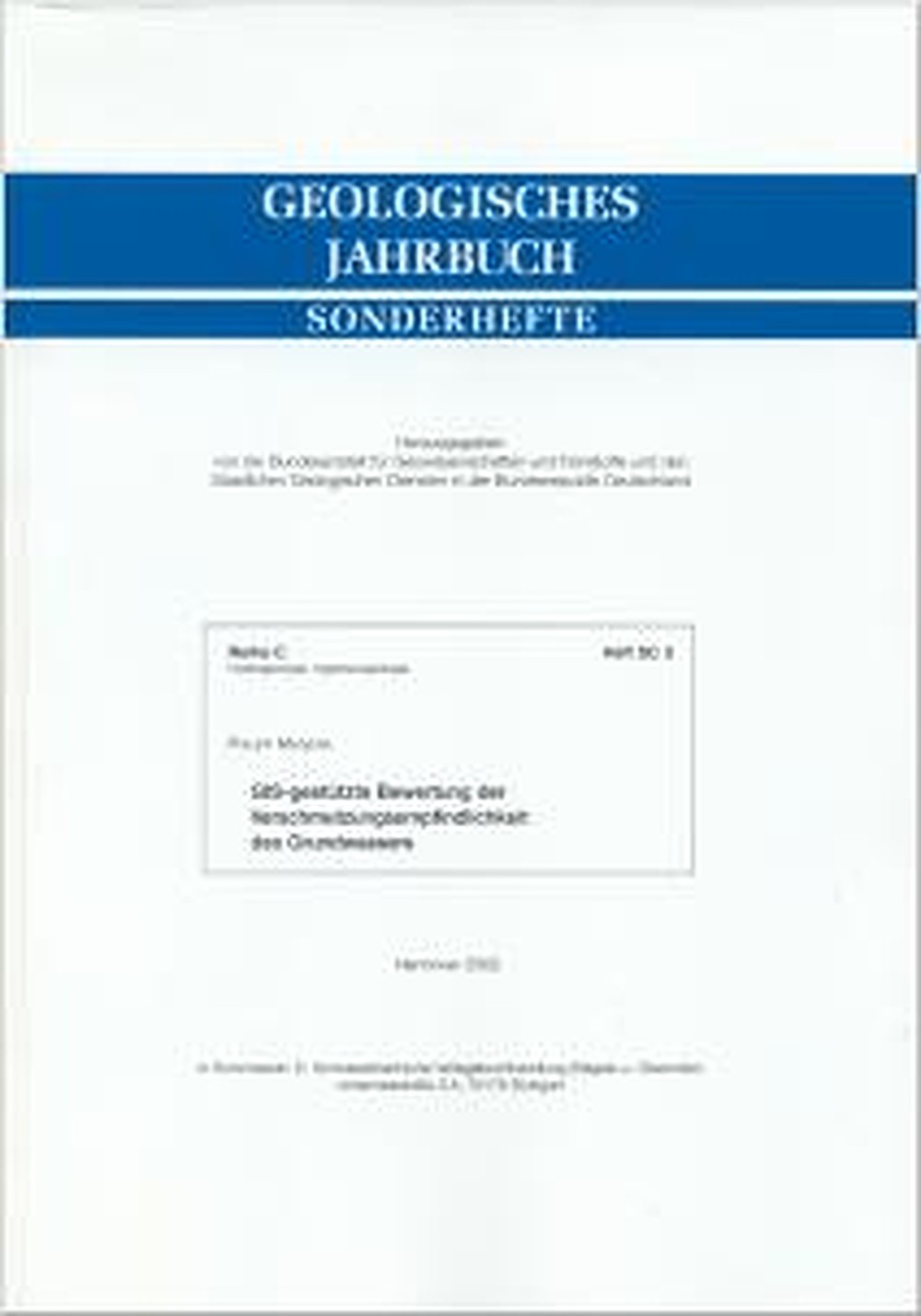 Cover image of: Philipp Magiera - GIS-gestützte Bewertung der Verschmutzungsempfindlichkeit 
des Grundwassers 
