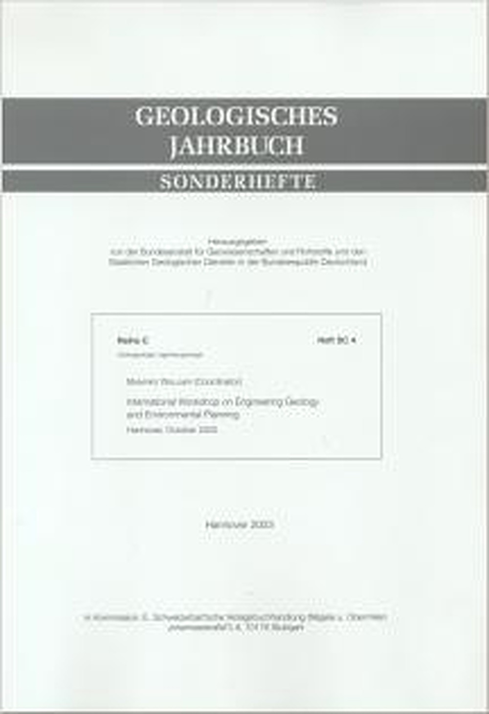 Cover image of:  - International Workshop on Engineering Geology and 
Environmental Planning Proceedings
