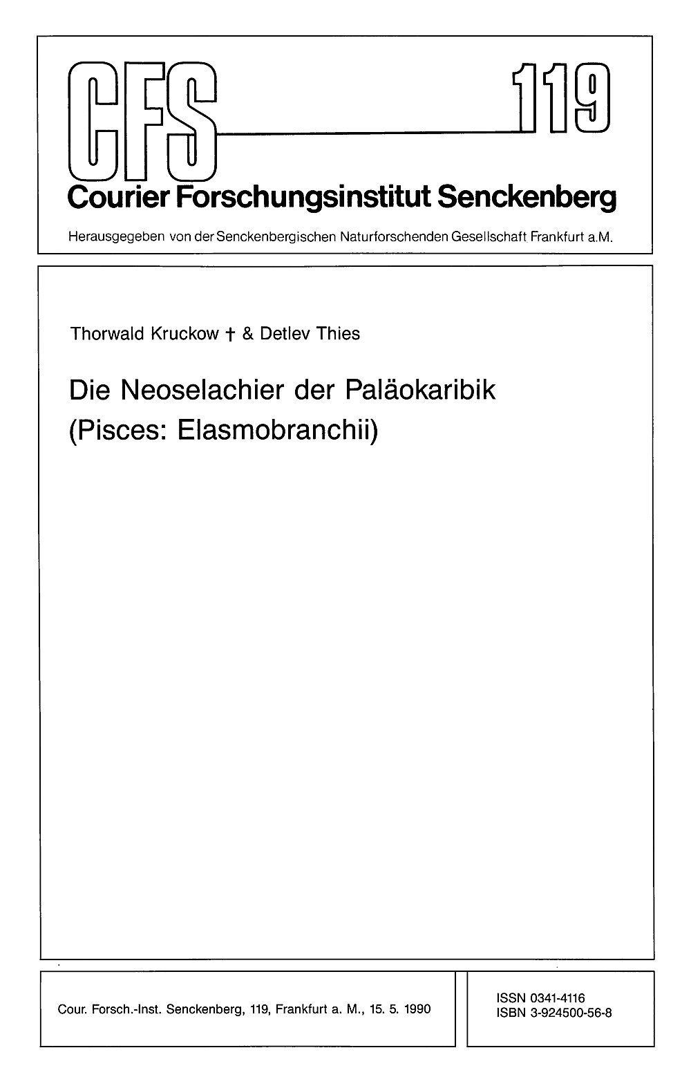 Umschlagbild des Buches: Thorwald Kruckow; Detlev Thies - Die Neoselachier der Paläokaribik (Pisces: Elasmobranchii)