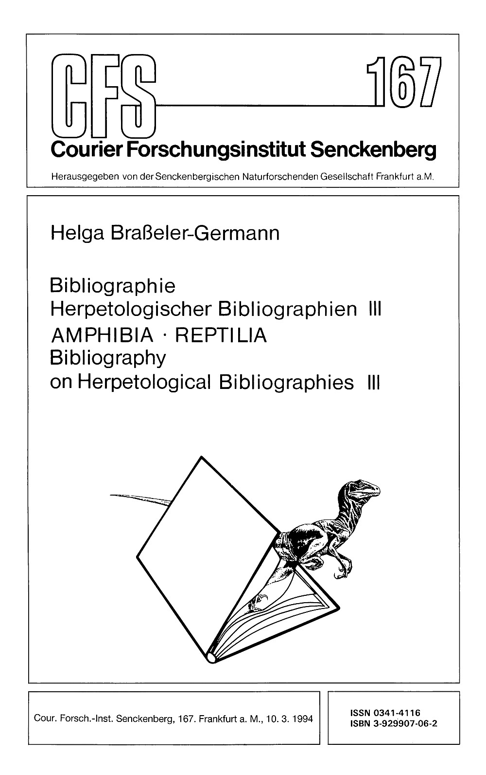 Cover image of: Helga Braßeler-Germann - Bibliographie Herpetologischer Bibliographien III Amphibia - Reptilia