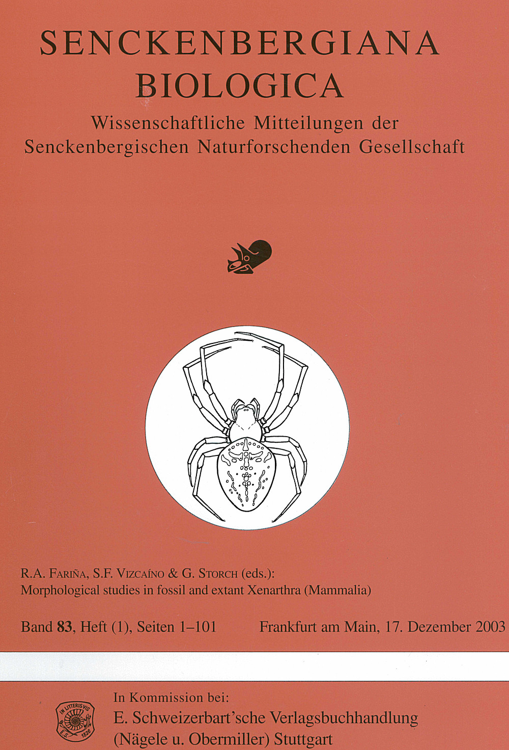 Umschlagbild des Buches:  - Morphological studies in fossil and extant Xenarthra
(Mammalia) 