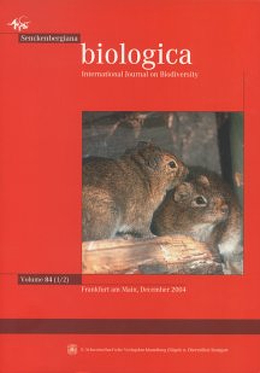 Cover image of:  - Senckenbergiana biologica Band 84 Heft 1-2 