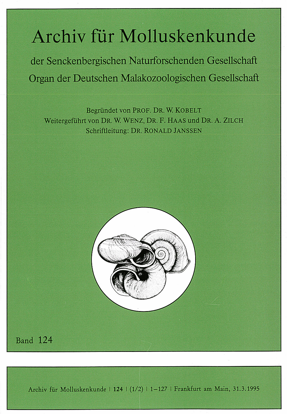 Cover image of: Archiv für Molluskenkunde Band 124 Heft 1-2
