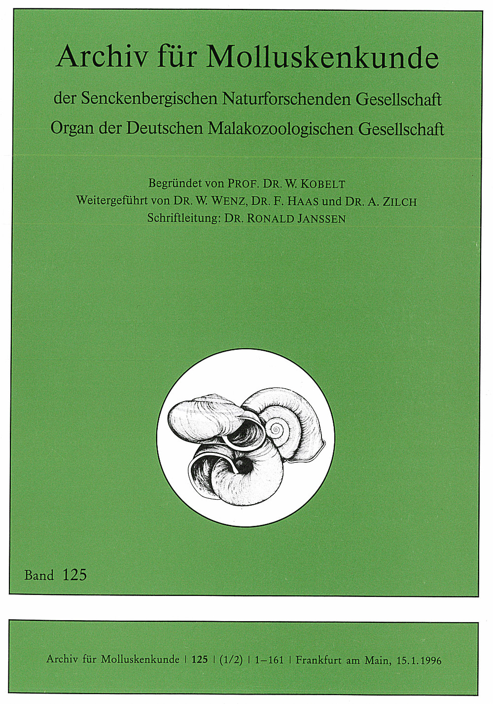 Image de couverture de: Archiv für Molluskenkunde Band 125 Heft 1-2