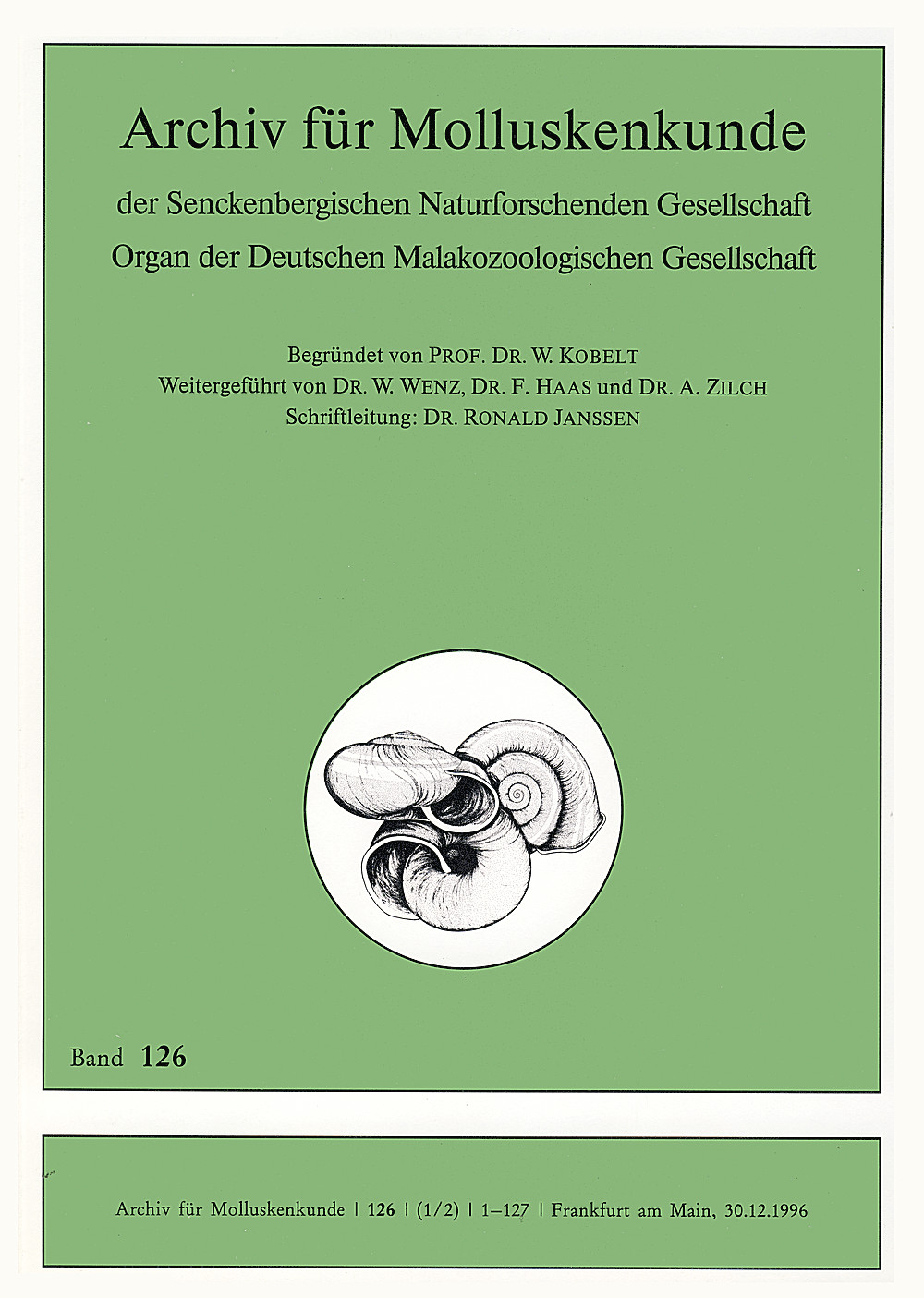 Cover image of: Archiv für Molluskenkunde Band 126 Heft 1-2