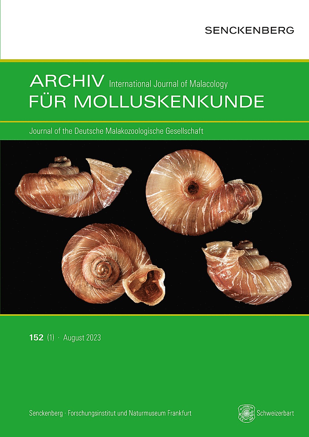 Umschlagbild des Buches: Archiv für Molluskenkunde International Journal of Malacology Band 152 Heft 1