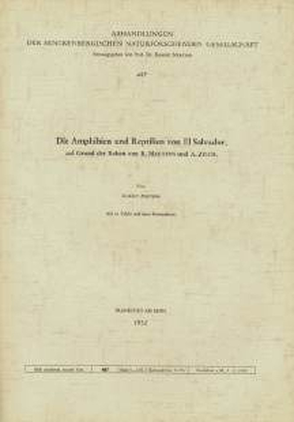 Image de couverture de: Robert Mertens - Die Amphibien und Reptilien von El Salvador Auf Grund der Reisen von R. Mertens und A. Zilch