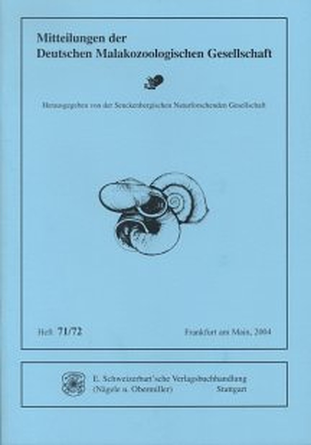 Cover image of:  - Mitteilungen der Deutschen Malakozoologischen Gesellschaft Heft 71/72 
