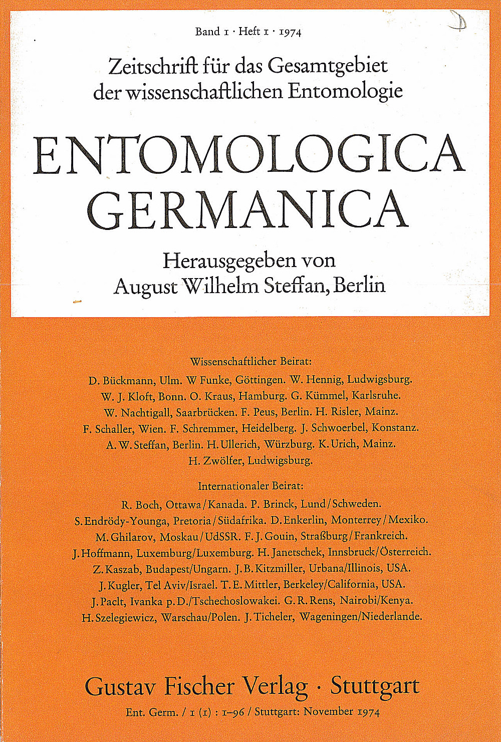 Cover image of: Entomologica Germanica Band 1 Heft 1