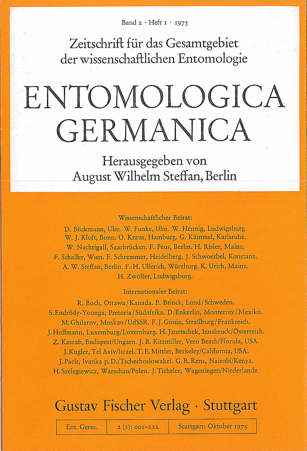 Umschlagbild des Buches: Entomologica Germanica Band 2 Heft 1