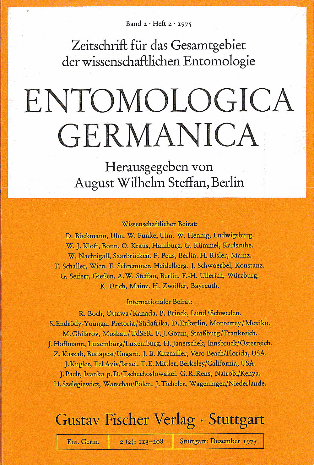 Umschlagbild des Buches: Entomologica Germanica Band 2 Heft 2