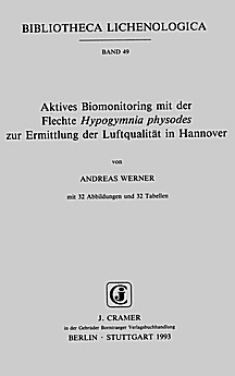 Cover image of: Air quality monitoring using the lichen
<i>Hypogymnia physodes</i> in Hannover, Germany