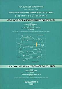 Image de couverture de: with geological map 1:100 000 Sheets <i>Dabakala</i> 2b,d 
and 4b,d 1st edition. Ivorian-German Geological Cooperation 
Project (1995-1996). Bulletin No. 2