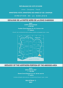Cover image of: Geology of the northern portion of the Aboisso area with Geological Map 1:100 000 Bilingual (french-english)