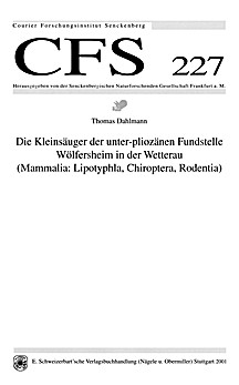 Cover image of: Micromammals from the lower Pliocene Wölfersheim site
(Wetterau, Germany): Mammalia: Lipotyphla, Chiroptera, 
Rodentia