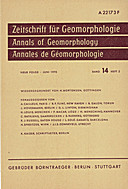 Cover image of: Zeitschrift für Geomorphologie Volume 14 Issue 2