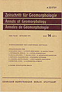 Cover image of: Zeitschrift für Geomorphologie Volume 14 Issue 3