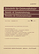 Cover image of: Zeitschrift für Geomorphologie Volume 16 Issue 4