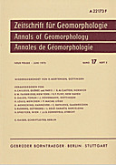 Cover image of: Zeitschrift für Geomorphologie Volume 17 Issue 2