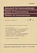 Cover image of: Zeitschrift für Geomorphologie Volume 17 Issue 4