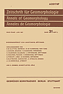 Cover image of: Zeitschrift für Geomorphologie Volume 31 Issue 2