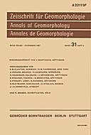 Cover image of: Zeitschrift für Geomorphologie Volume 31 Issue 4