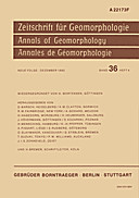 Cover image of: Zeitschrift für Geomorphologie Volume 36 Issue 4