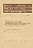Cover image of: Zeitschrift für Geomorphologie Volume 39 Issue 1