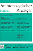 Cover image of: Anthropologischer Anzeiger Volume 49 No. 3