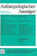 Cover image of: Anthropologischer Anzeiger Volume 52 No. 1