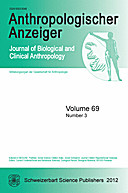 Cover image of: Anthropologischer Anzeiger Volume 69 No. 3