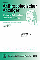 Cover image of: Anthropologischer Anzeiger Volume 70 No. 3
