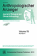 Cover image of: Anthropologischer Anzeiger Volume 70 No. 4