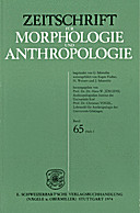 Cover image of: Zeitschrift für Morphologie und Anthropologie Band 65 Heft 3